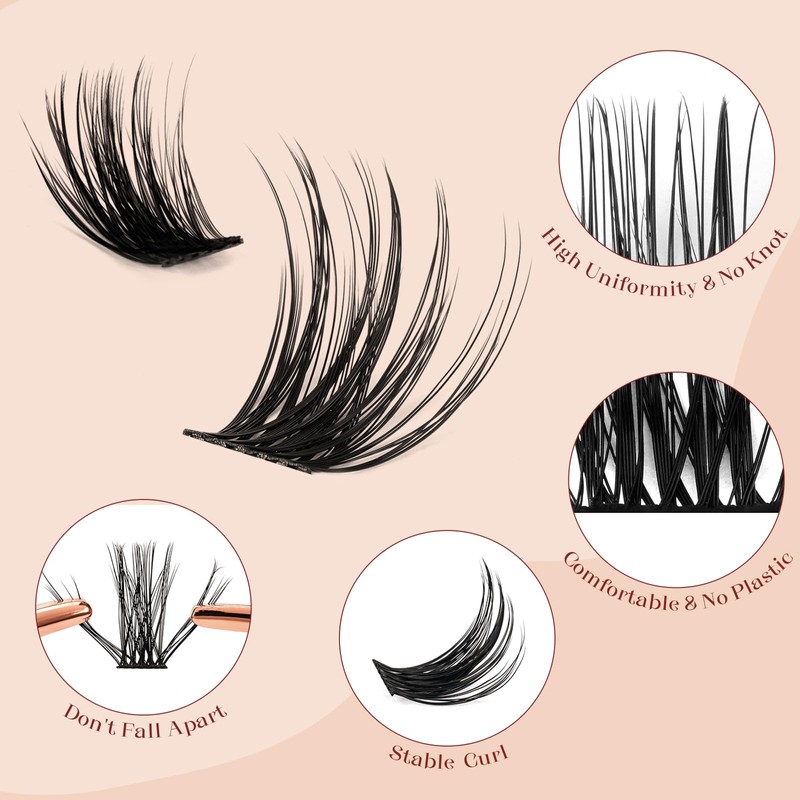 Higu clace Lash Clusters, 168pcs Individual False Eyelashes, Mix10-16mm C