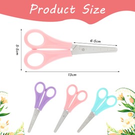 WLLHYF 3 Pack 5" Safety Scissors Blunt Tip Stainless Steel Comfort Soft Grip School Classroom Small Scissors Assorted Colors for Art Supplies Student Cutting Paper