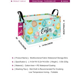 INGHUA Rectangular Storage Basket Fabric Organizer Bin for Toys,Books,Clothes,Gifts,Pets-Perfect for Home,Office,Nursery,Dorm,Shelf(Rec-Easter eggs)