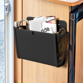 DEYILIAN Wall Hanging Storage Organizer, Wall Pocket Hanging Bag with Large Pockets & Sticky Adhesive Tape Wall Mounted Storage Door organizer for RV Camper Kitchen Office Black