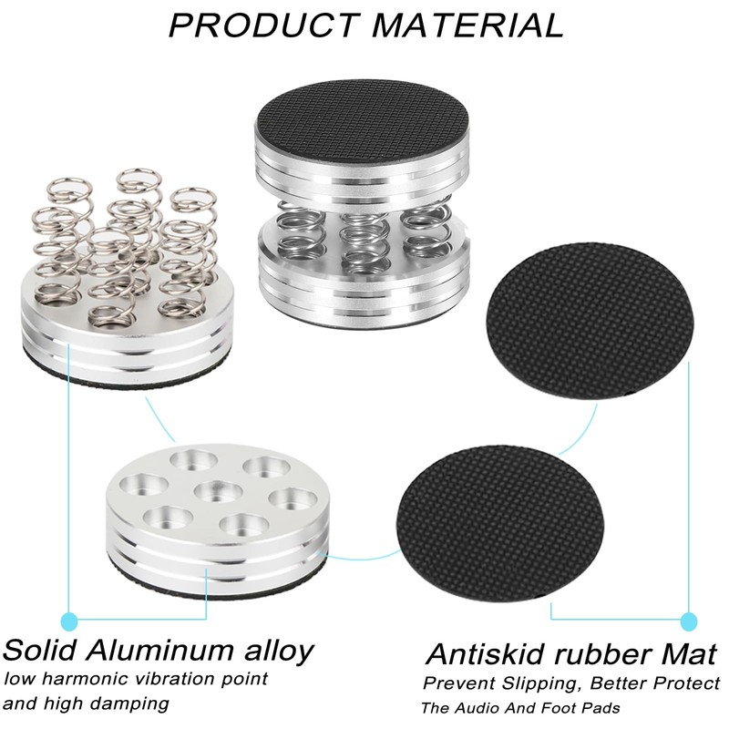 Isolation Plaform Pad Feet Stand Spikes for Record Players/Subwoofer/Turntable/Amplifier/Speaker/Recorder (Auluminum
