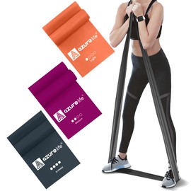 A AZURELIFE Resistance Bands,Professional Long Non-Latex Elastic Stretch Bands,Exercise Bands for Physical Therapy, Yoga, Pilates, Rehab, at-Home or The Gym Workouts, Strength Training