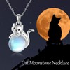 URONE Sterling Silver Moonstone Cat Pendant Necklace Cute Animal Jewelry
