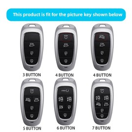 KULCSOK Leather Key Fob Cover Compatible with Hyundai 2019 2020 2021 Sonata Nexo 2022 Tucson 2023 Palisade Santa Fe Car Key Case Fob Holder Key Bag Keychain 7 Button Brown