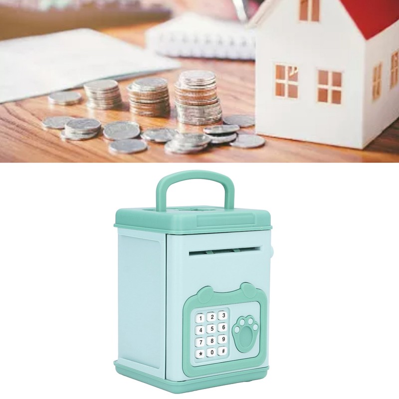 Fingerprint Password Cash Piggy Bank for Kids Auto Scroll Paper