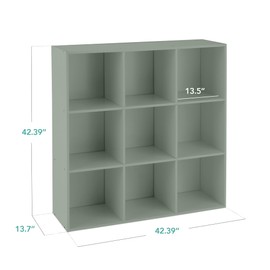 Best Choice Products 9-Cube Storage Organizer, 13.5in Shelf Opening, Bookcase, Display Shelf, Customizable w/ 3 Removable Back Panels – Sage