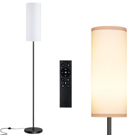 PARTPHONER Modern Floor Lamp with Remote Control - Stepless Dimmable LED Bulb, Adjustable Color Temperature & Brightness, Minimalist Tall Lamp for Living Room, Bedroom, Office, White