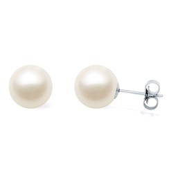 AAAA Quality Japanese Cream Akoya Cultured Pearl Stud Earrings in Sterling Silver (8.5-9mm) - PremiumPearl