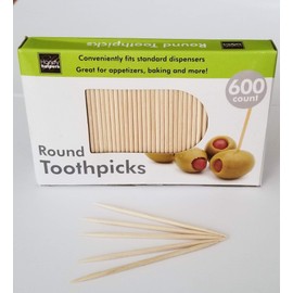 Handy Housewares 600-Count Round 2.5" Long Wooden Toothpicks - Great for Appetizers, Baking and more! (1-pack (600 pcs))