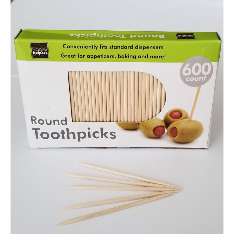 Handy Housewares 600-Count Round 2.5" Long Wooden Toothpicks - Great