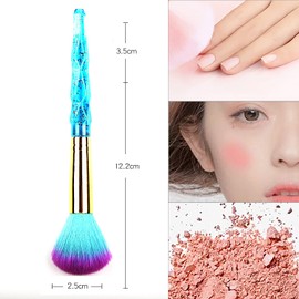 JERCLITY 3 Pieces Nail Art Brush Set Nail Art Dust Remover Brush Soft Nail Brush Cleaner for Acrylic Nails Makeup Powder Brushes Manicure Brush Nail Clean Up Tools（Red/Yellow/Blue）