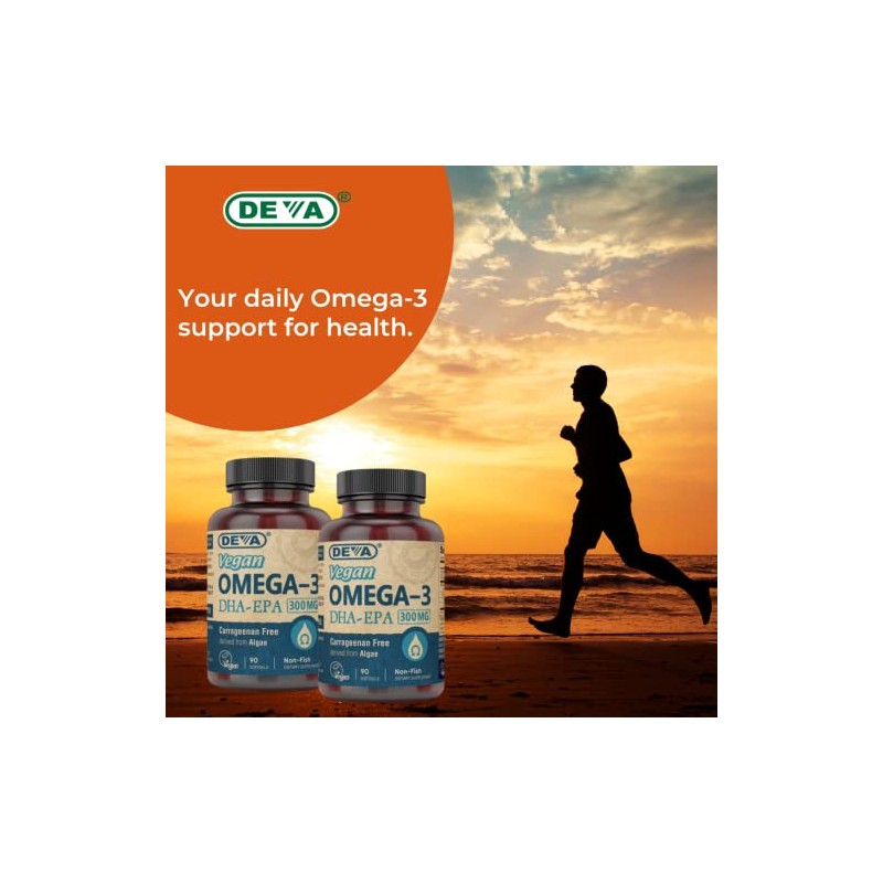 DEVA Vegan Vitamins Vegan DHA (Algae) 200mg Vegan Softgels, 90-Count