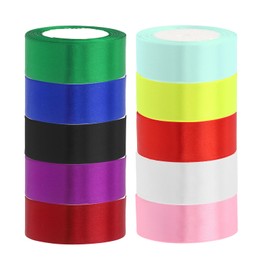 Mardatt 10 Rolls Satin Ribbon Set, 1-1/2" x 25 Yards Fabric Ribbon Double Face Satin Ribbon Single Face Polyester Satin Ribbon Gift Wrapping for Bouquet Wedding Birthday Decoration