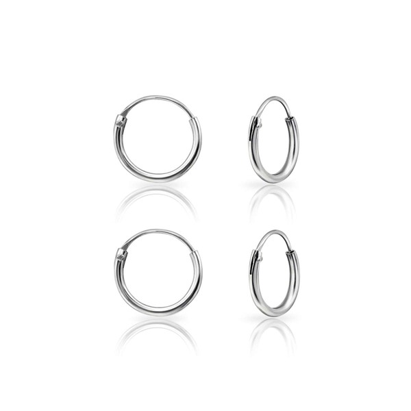 DTPsilver Set of 2 PAIRS of VERY TINY Endless Hoops/Sleepers