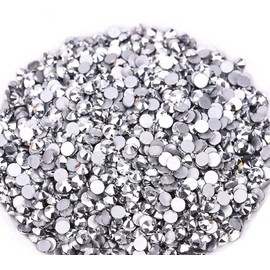 Jollin Glue Fix Crystal Flatback Rhinestones Glass Diamantes Gems for Nail Art Crafts Decorations Clothes Shoes(ss20 1440pcs, Silver)