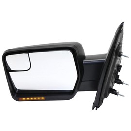 JC Whitney Driver Side Power Heated Mirror for Ford F-150 2011-2014 Manual Fold With Signal Light & Spotter Glass; Without Memory & Puddle Lamp Textured JFD224EL-S