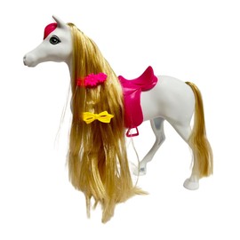 Horse for Doll White Horse Toy for Children Large Horse Riding Animal for Dolls Removable Saddle Joint Head Accessories Dolls Horse with Accessories Horse Toy