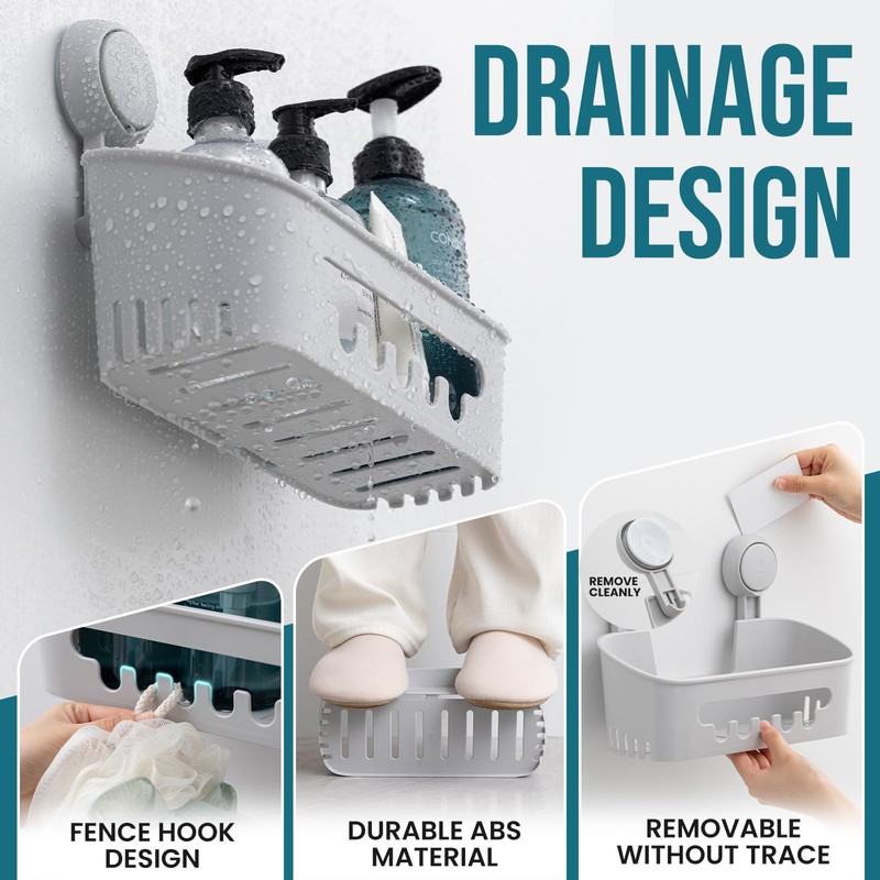 TAILI Bathroom Shelf Suction Shower Caddy Shower Storage No Drilling