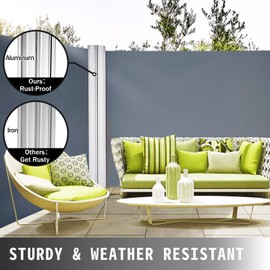 Beige Retractable Side Awning-Rugged 71x236'' Full Aluminum Rust-Proof Side Awning Patio Sunshine Privacy Divider Wind Screen. Longer Service Life, Suitable for Courtyard, Roof Terraces and Pools