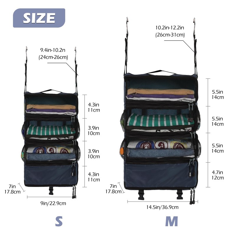 Surblue Travel Hanging Luggage Organizer Portable Suitcase Closet Organizer Multiple