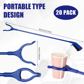 Norme 20 Pcs Grabber Reacher Tool Bulk, 32" Long Handle Trash Picker for Elderly, Lightweight Handy Aid Nonslip Trash Claw Grabber for Arm Extension 360 Rotating Pickup Stick