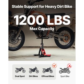 VEVOR Dirt Bike Lift Stand, Motorcycle Jack Lift Stand 1200lbs Capacity and Hydraulic Lift Operation, Hoist Table Adjustable Height 9.8"-18.3" for Dirtbike Repair, Maintenance, Dirt Bike Accessories