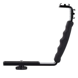 Topiky L Flash Bracket Camera Flash L Bracket Dual Hot Shoes Holder Mount 1/4 Inch Thread for Flash Camera DV Camcorder