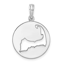 Million Charms 925 Sterling Silver Travel Charm, Polished Cape Cod Cut-out Pendant