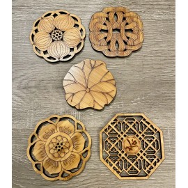 BAMBOO Coasters Coaster Set Gift Home Decor All Natural FREE BAMBOO TOOTHBRUSH