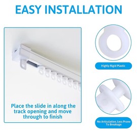 QZVCGSTA 100 Pcs Curtain Hooks Gliders Rollers White Curtain Hooks Plastic Curtain Track Glider Hooks Hook Rollers Durable Rust-Free for Door Curtain, Window Curtain