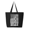 shop4ever Trump Flag 2024 45th US President Jumbo Heavy Canvas Tote Reusable Shopping Bag Black 1 Pack