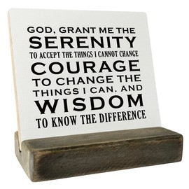 Christian Quote Wood Plaque Gift, Serenity Prayer Religious Gift Sign, God Grant Me The Serenity, Plaque with Wooden Stand, Wood Sign Plaque Gift, Bible Verse Gift Wood Sign, Christian Home Décor