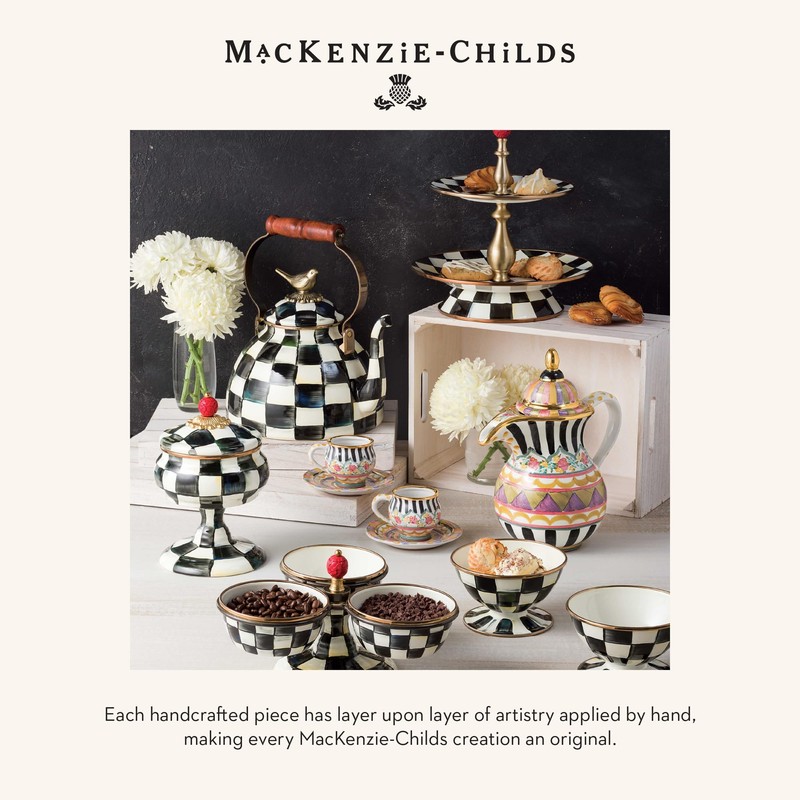 MACKENZIE-CHILDS Enamel Serving Bowl, Enamel Serveware Bowl, 12 Inches, Black-and-White