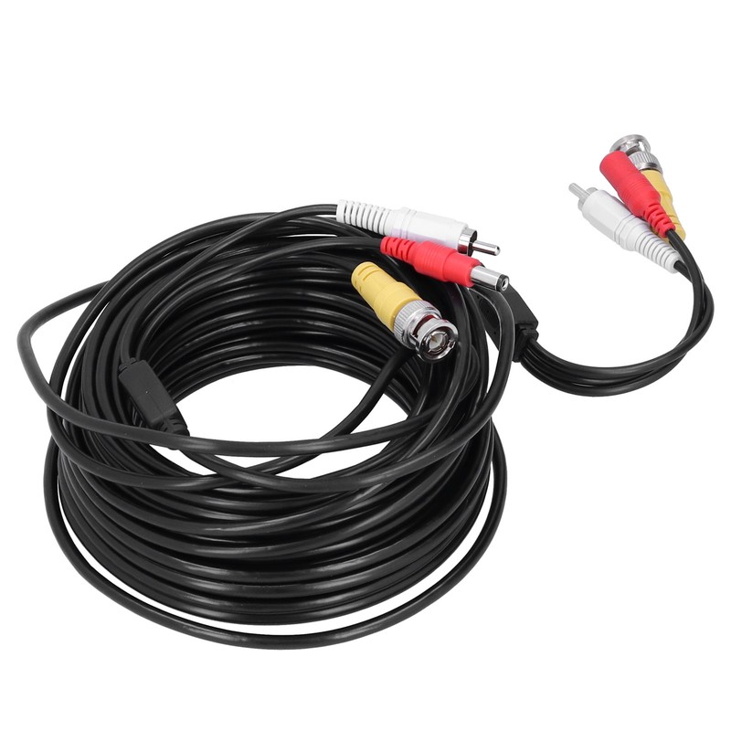 Portable CCTV Cable 3-In 1 Video Audio Power Cord BNC+RCA+DC