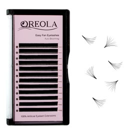 Oreola Easy Fan Eyelashes, 0.07 C Curl, 10 mm Length, Self-Fanning Eyelashes for Volume Technology, C Curl, Single Size Volume Eyelash Extensions, Up to 90 °C Temperature