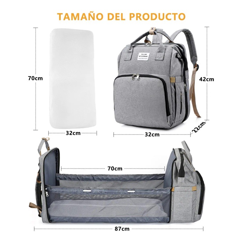 Mochila Pañalera Para Bebé Multifuncional Impermeable Con Us Color Diseño