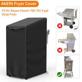 AKEfit Fryer Cover,Heavy Duty Waterproof Anti-UV Deep Fryer Cover, Fit for Model Bayou Classic 700-701 4-Gallon Deep Fryer Without Cart Shelf,Black