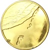 Foot Prints in The Sand Gold Tone Medallion Spiritual Chip