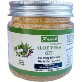 Raslok Gel De Aloe Vera Gel De Aloe 100% Puro Y Natural Para Hidratar El Cuidado De La Piel Y El Cabello Hidratante Hidratante Duradero Calmante No Pegajoso (Neem, 7.76 Oz)