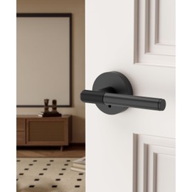 Asidrama 4 Pack Privacy Door Handles with Lock, Black Door Handles Interior for Bedroom or Bathroom, Heavy Duty Door Lever with Reversible Interior Door Handle for Left Right Sided Doors…