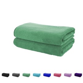 Microfibre Absorbent Gym Towel Fast Drying Light Weight - 40cm x 70cm 2 Pack - Multi Purpose (Green)