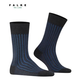 FALKE Men's Shadow Socks, Breathable, Cotton, Crew Length, Patterned Formal Socks, Lightweight, Trendy Work Clothing, Grey (Anthracite Melange 3191), 12.5-13.5, 1 Pair