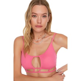 Trendyol Women Regular fit Bralette Woven Bikini Top Pink