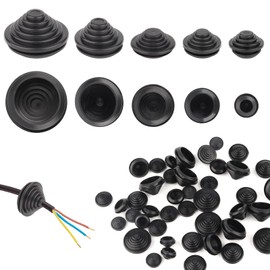 60 pieces rubber grommet cable grommet, 10 mm/16 mm/20 mm/25 mm/30 mm tower shape cable seals, waterproof cable grommet rubber, rubber plug set, rubber cable grommets set for wire and cable protection