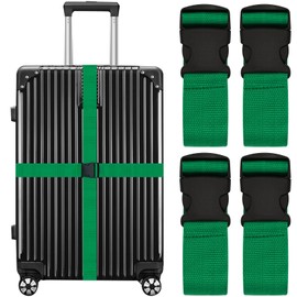 SUNDEE Luggage Straps Suitcase Belts Wide Adjustable Packing Straps, Bright Color Adjustable Luggage Belts, TSA Approved,4 Packs,Grass Green