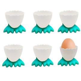 6 Pcs Egg Cups Soft Plastic Cartoon Egg Holders Fun Duck Feet Shaped Egg Tray for Breakfast Brunch Soft Boiled Egg(Green)