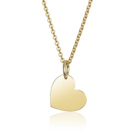 Materia #KA-442 Women's Necklace with Engraving Heart Pendant Gold 925 Silver Gold-Plated 42-45 cm with Gift Box, Sterling Silver, None