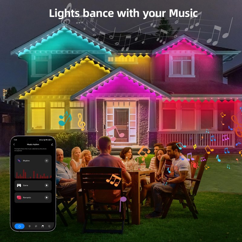 TOHETO Permanent Outdoor Lights Pro, 150ft with 108 RGB LED