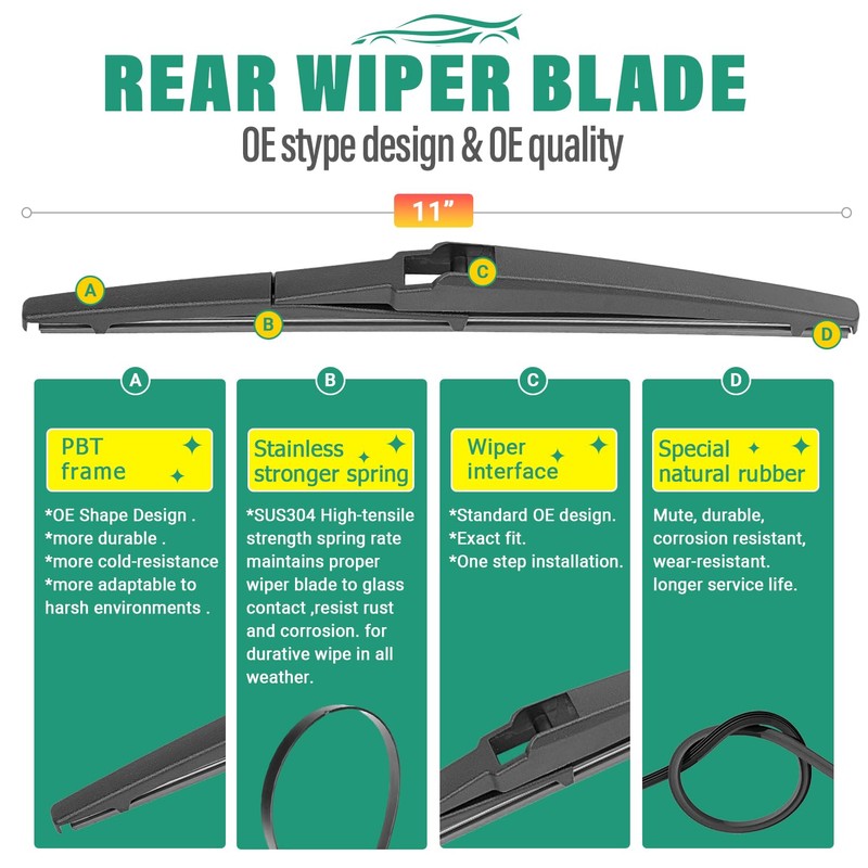 22" 21" 11" Windshield Wiper Blades Replacement for Jeep Grand