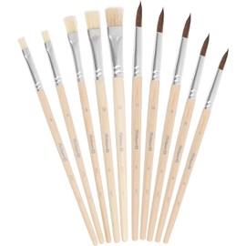 Pelikan 700405 Brush Starter Set – 10‑Piece Pack Includes 5 Pony Hair Brushes & 5 Synthetic Bristle Brushes (Sizes 4–12), FSC®-Certified Handles – Ideal for Hobby, School & Creative Projects